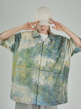 Load image into Gallery viewer, Monet Lake Oil Painting Cuban Shirt
