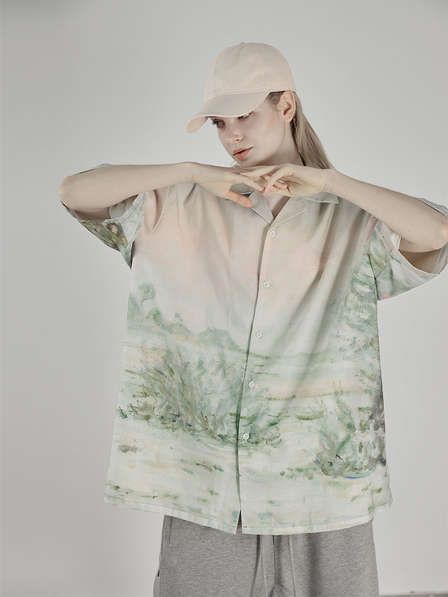 Monet Oil Painting Cuban Shirt