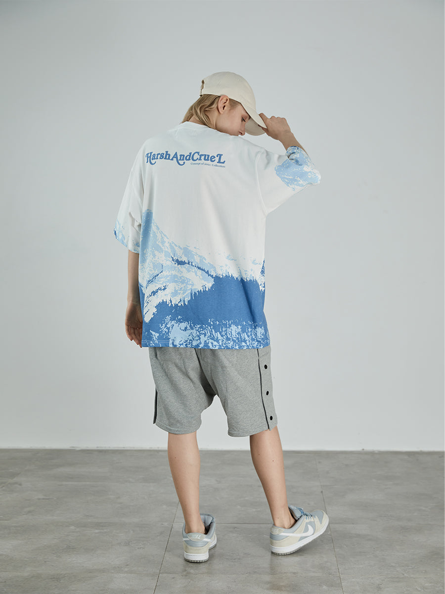 Blue Snow Mountain Print Tee