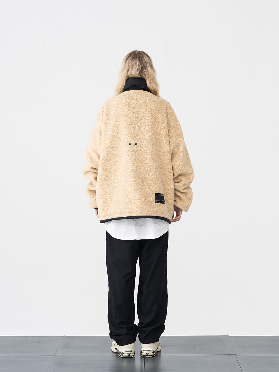 High Collar Logo Sherpa Jacket