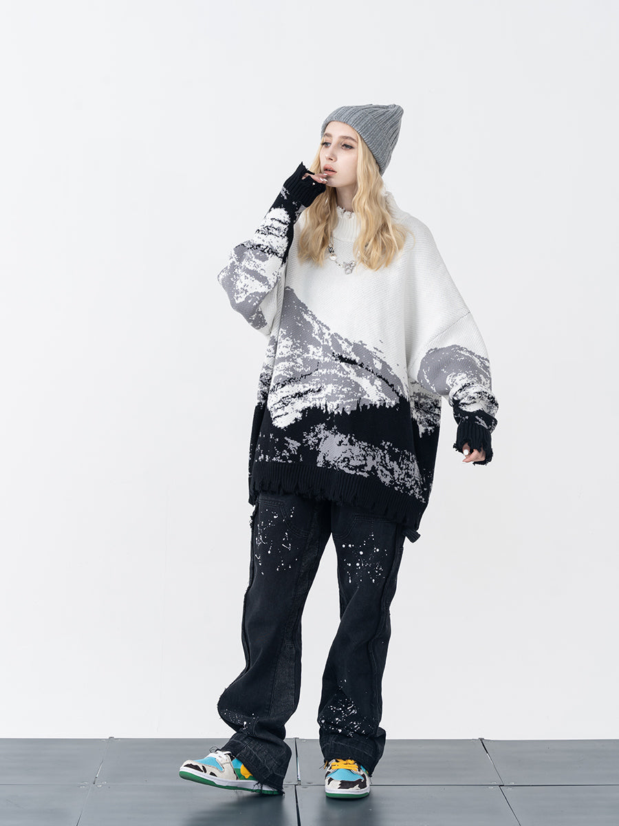 Mountain Negative Knit Turtleneck