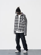 Plaid Woolen Stitched Shirt Jacket