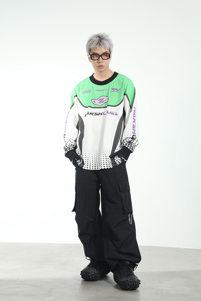 Round Neck Logo Racing L/S Tee