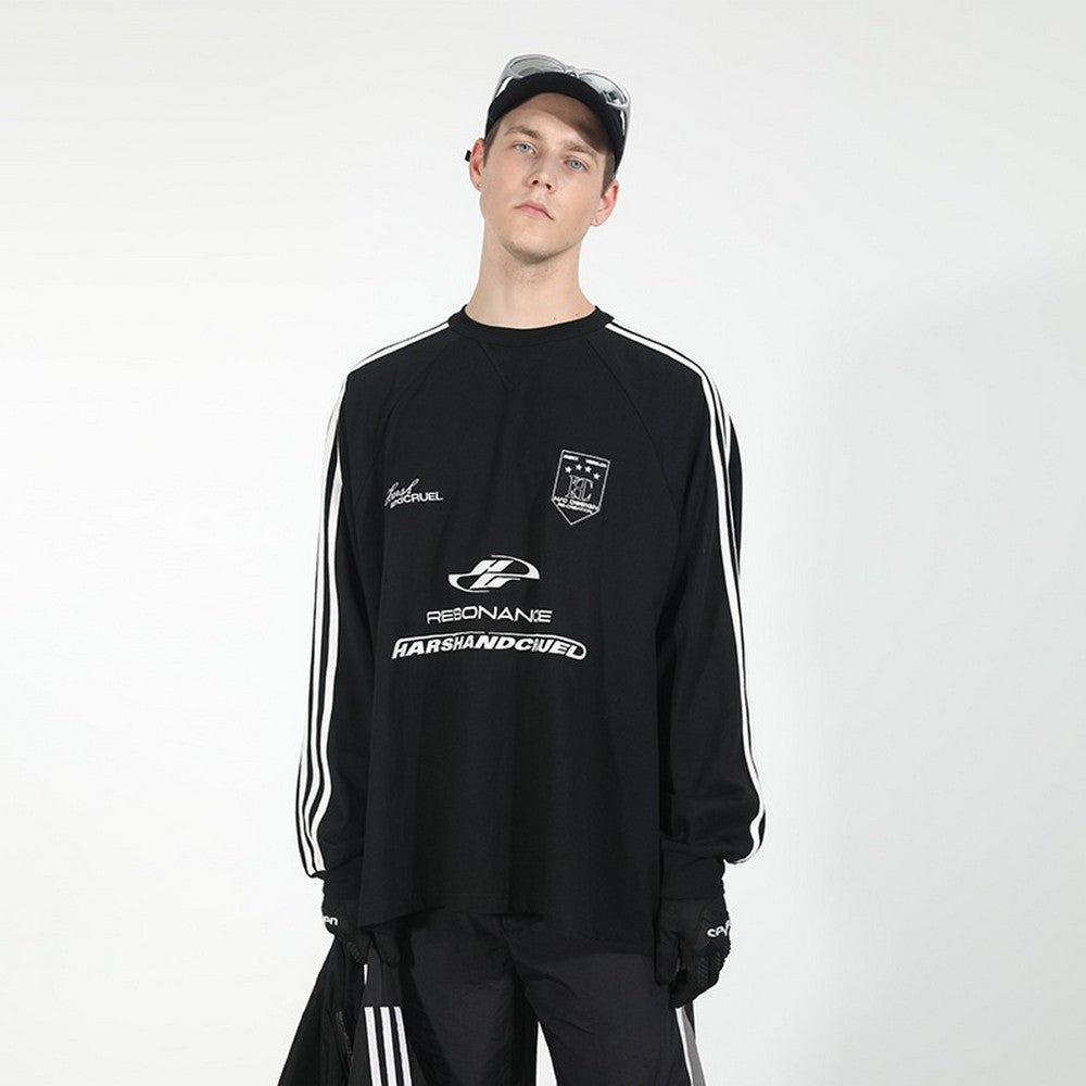 Embroidered Logo Striped Jersey L/S Tee