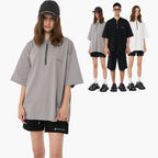 Irregular Round Neck Zipper Tee