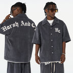 Gothic Logo Checkered Cuban Shirt