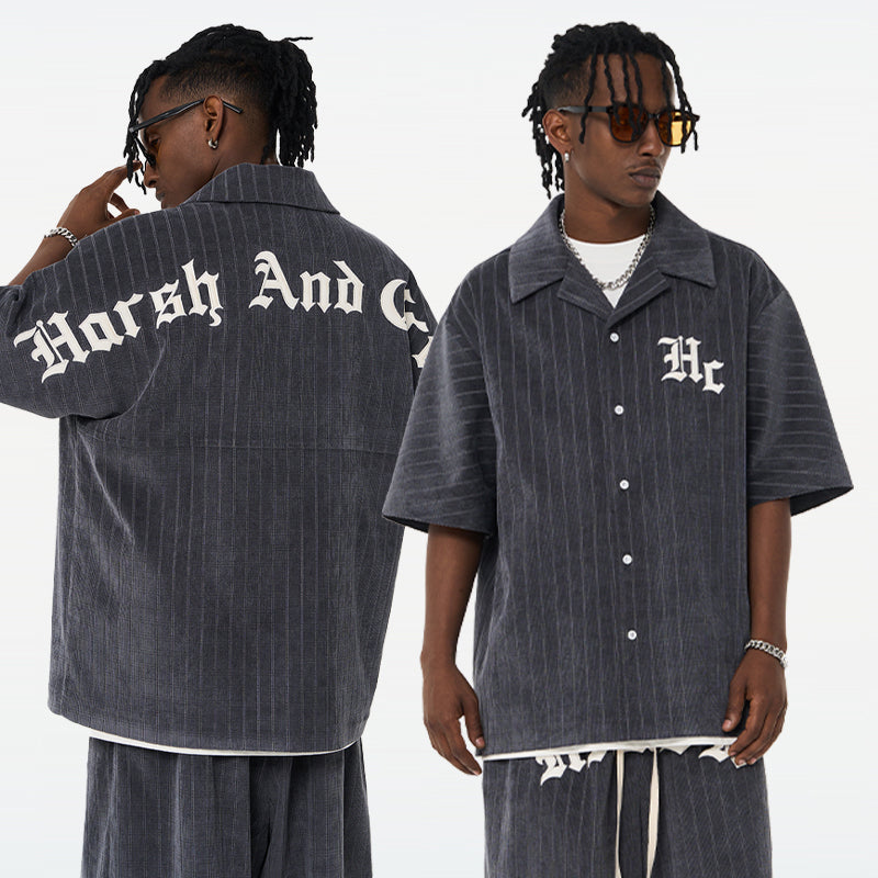 Gothic Logo Checkered Cuban Shirt