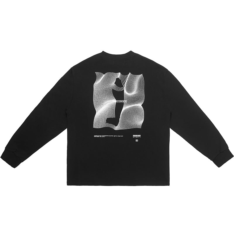 3D Grid Print Long Sleeved Tee