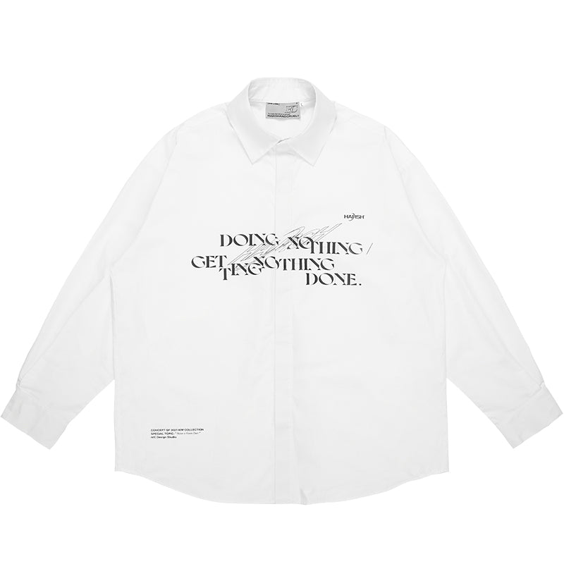Doing Nothing Print Button Down Shirt