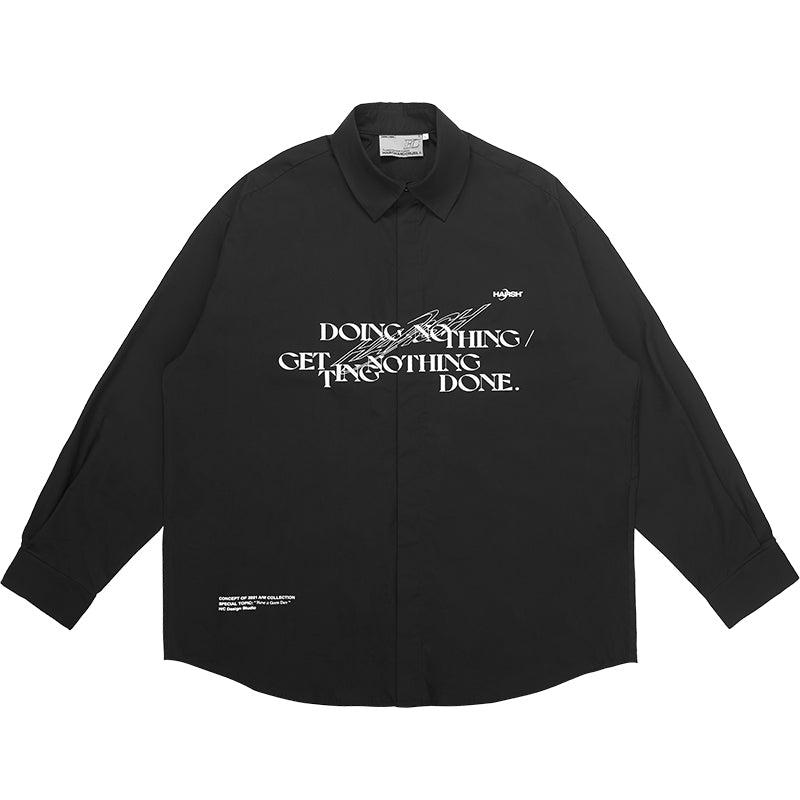 Doing Nothing Print Button Down Shirt