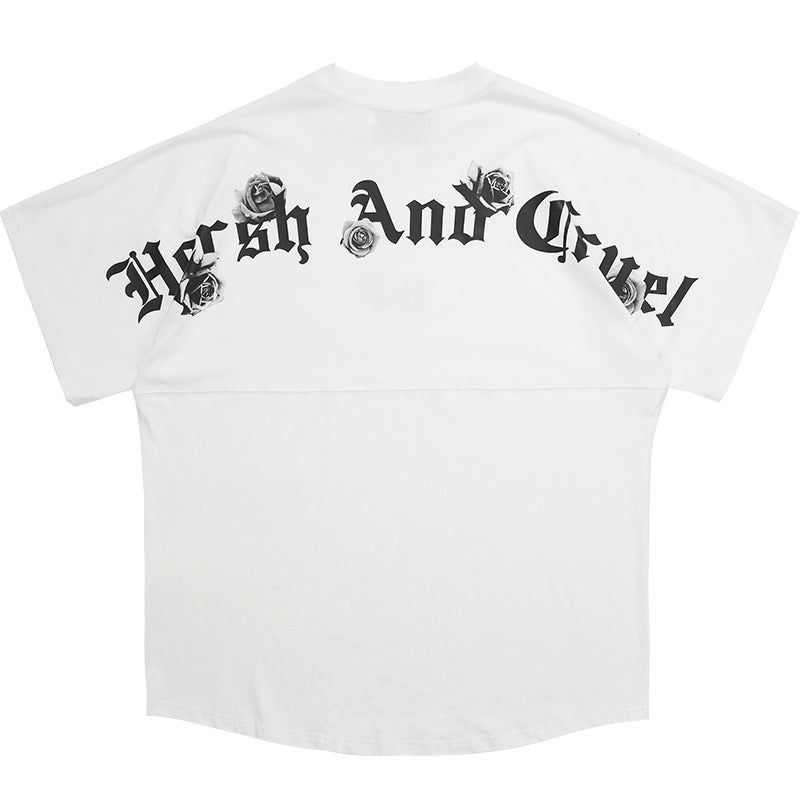 Gothic Font Logo Roses Tee