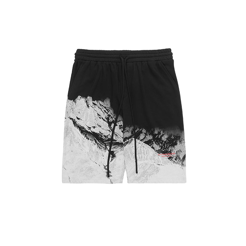 Mountain Print Loose Shorts