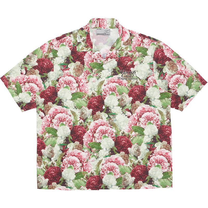 Retro Oil Painting Floral Full Print Cuban Shirt