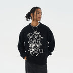 Hand Drawn Flowers Knit Sweater