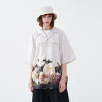 Retro Oil Painting Flowers Cuban Shirt