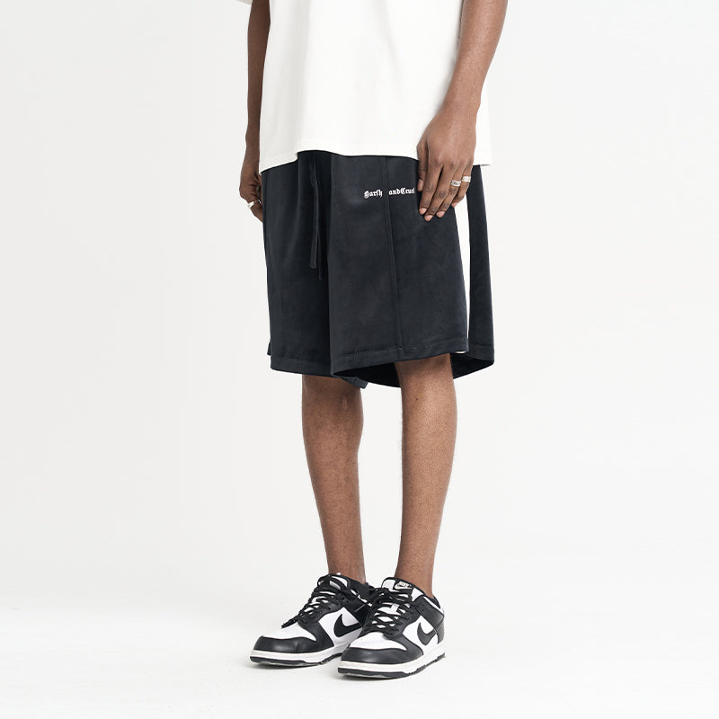 Velvet Striped Gothic Logo Shorts