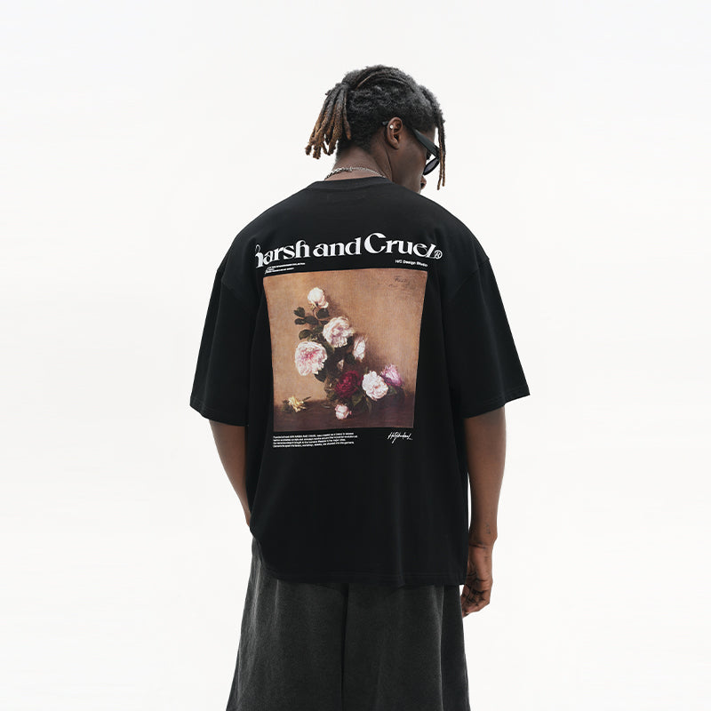 Oil Painting Flowers Loose Printed Tee