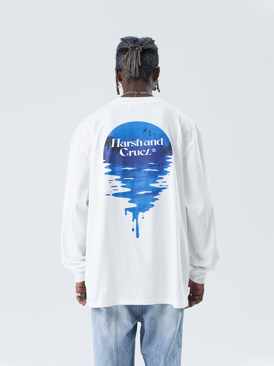 Beach Sunset Print L/S tee