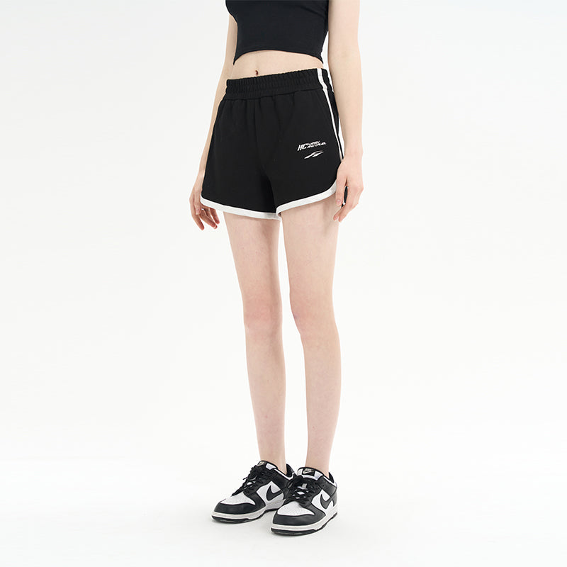 High Waist Striped Logo Shorts