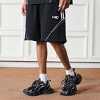 Striped Stitched logo Shorts