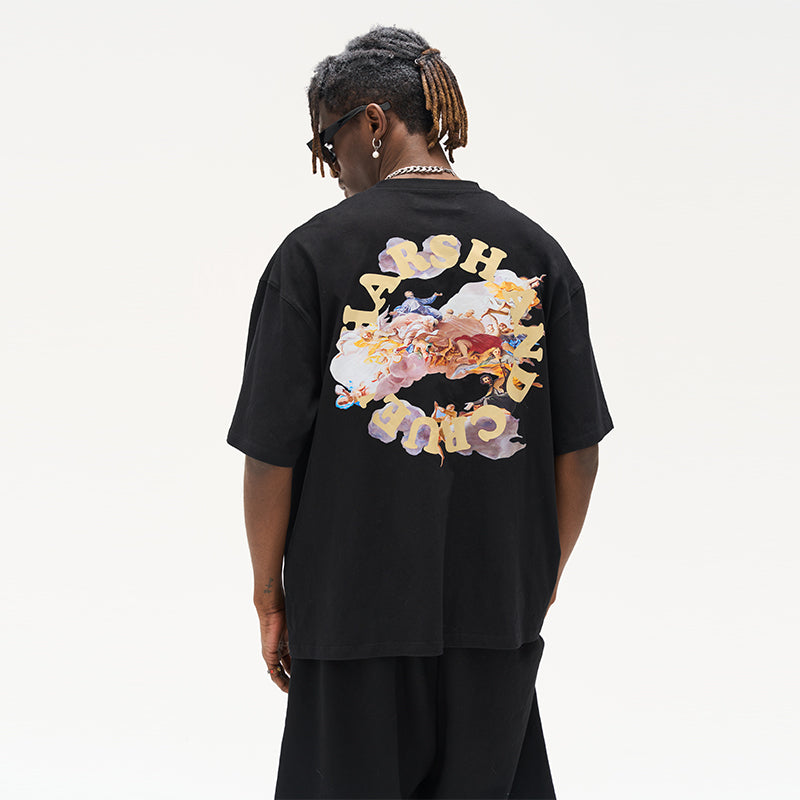 Oil Painting Paradise Circle Logo Printed Tee