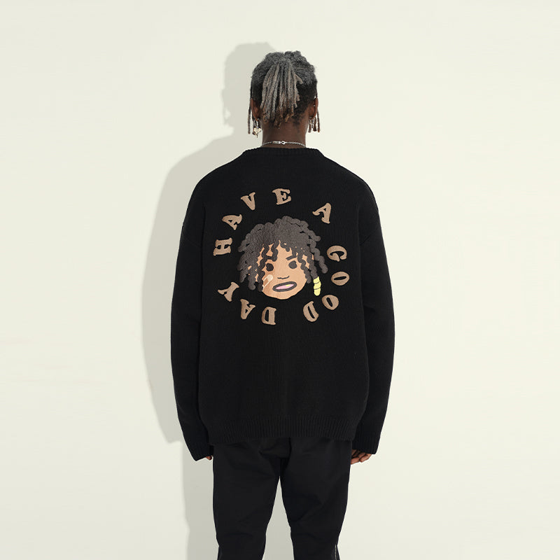 Cartoon Foam Print Sweater