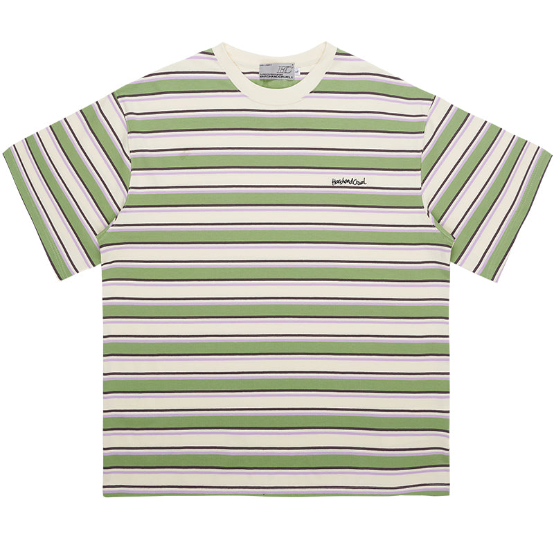 Striped Embroidered Logo Tee