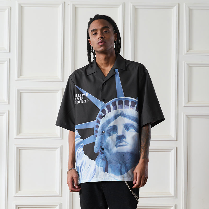 Statue of Liberty printed Cuban Shirt