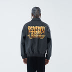 Embroidered Leather Varsity Jacket