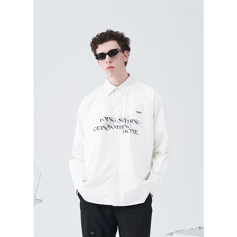 Doing Nothing Print Button Down Shirt