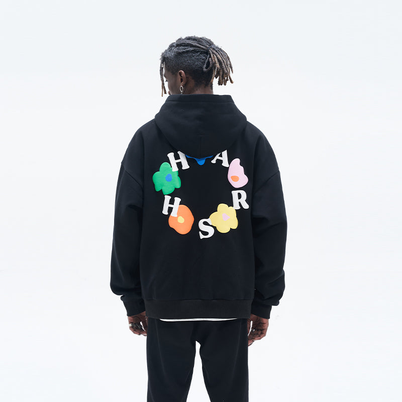 Foam Print Flowers Hoodie