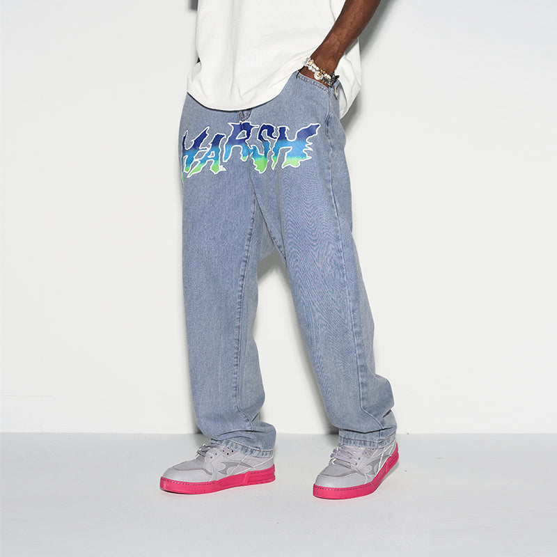 Gradient Logo Loose Denim