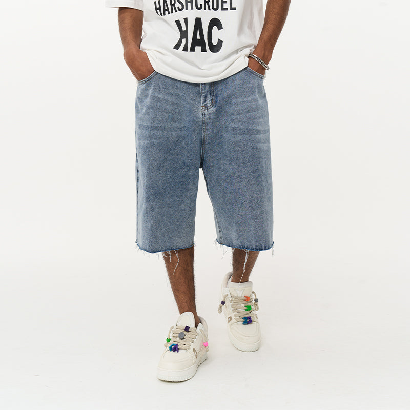 Washed Loose Denim Shorts
