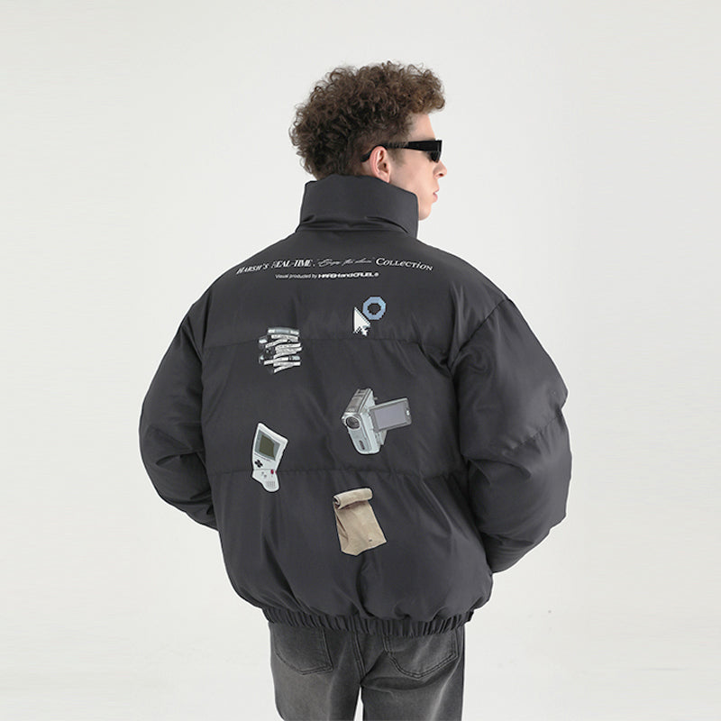 Retro Nostalgia Printed Down Jacket