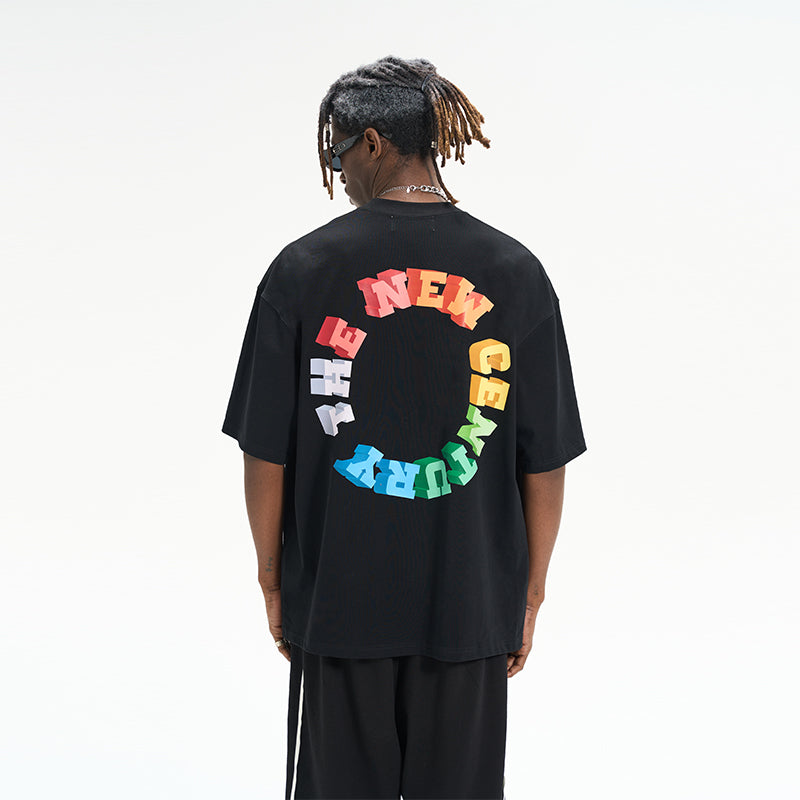 3D Rainbow Ring Printed Tee