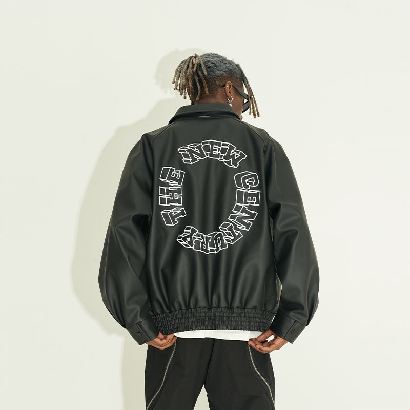 3D Circle PU Leather Jacket