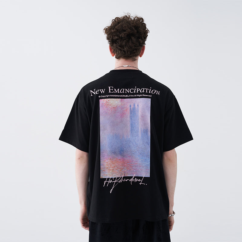Monet Oil Painting Sunset Tee