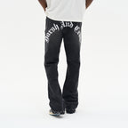 Gothic Logo Embroidered Flared Denim