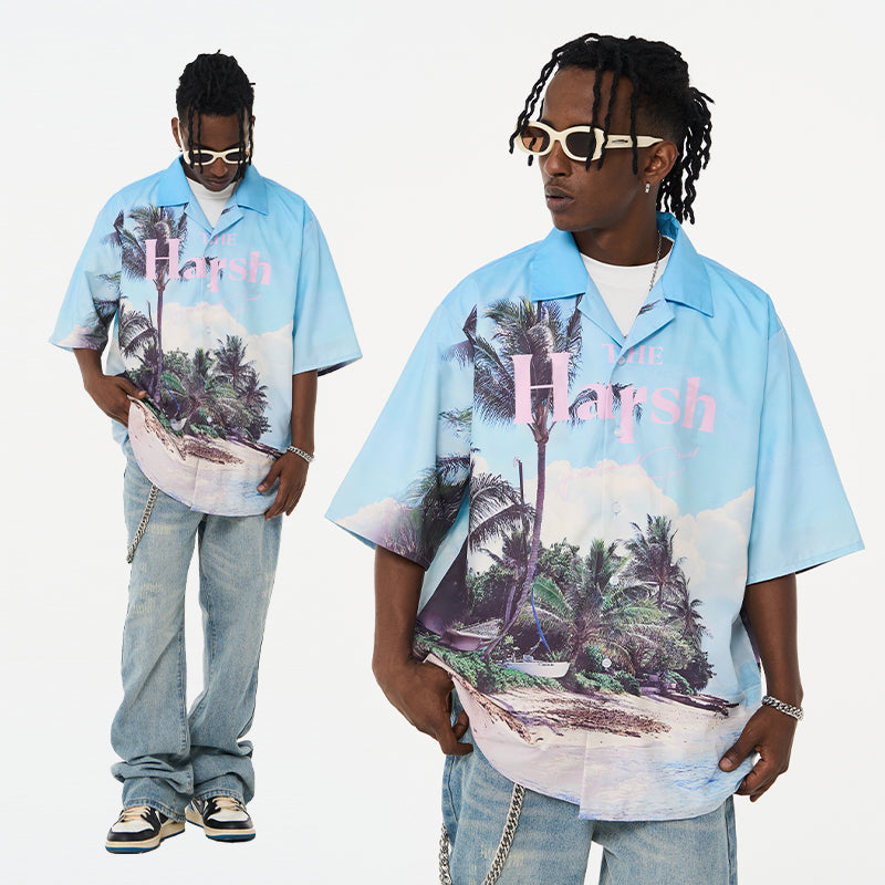 Hawaiian Beach Logo Cuban Shirt