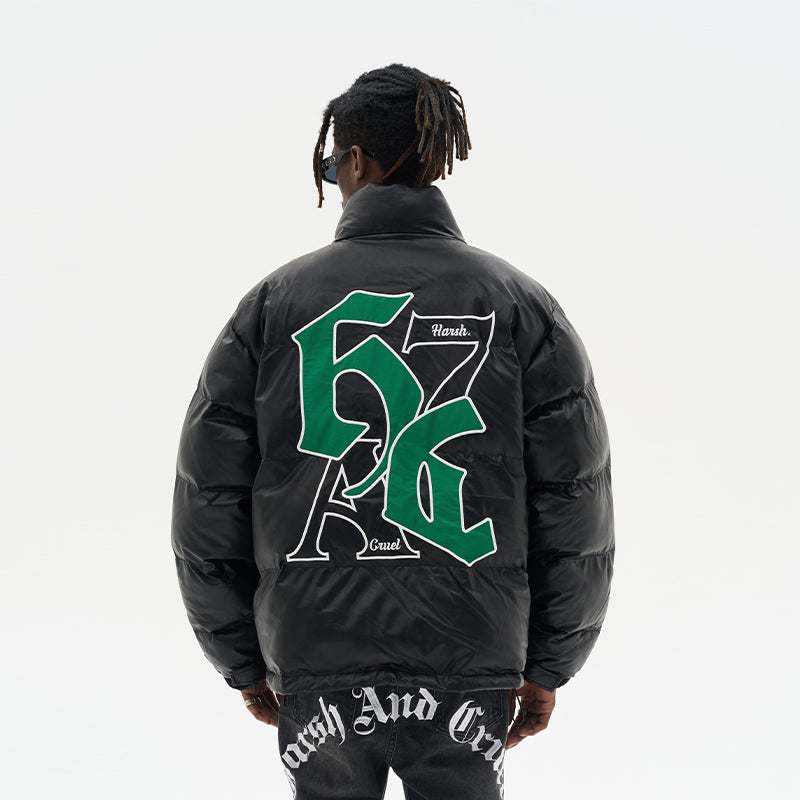 Goth Font Printed Down Jacket