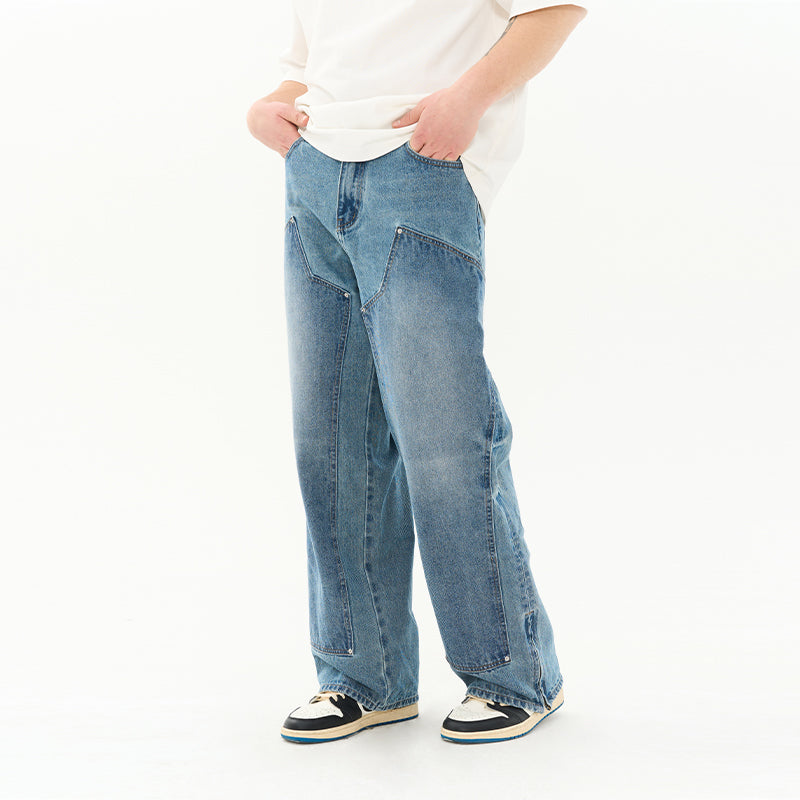 Washed Loose Patches Jeans