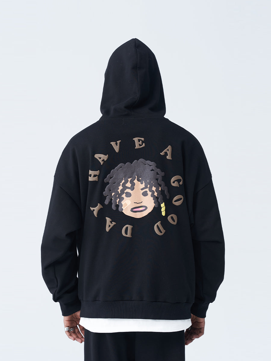 Cartoon Foam Print Hoodie