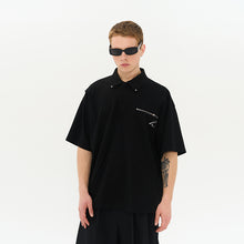 Load image into Gallery viewer, Zipper Pocket Deconstructed Polo Shirt
