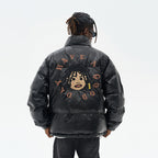 Cartoon Face Faux Crocodile Leather Down Jacket