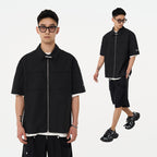 Deconstructed Pleated Zipper Shirt