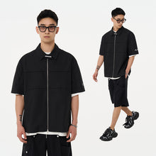 Load image into Gallery viewer, Deconstructed Pleated Zipper Shirt
