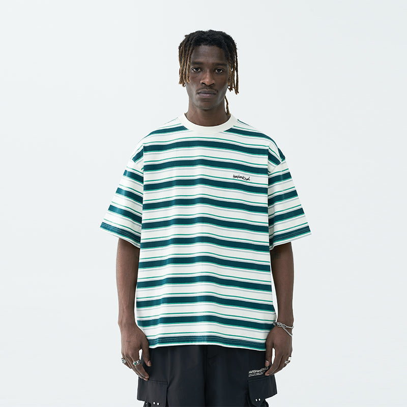 Striped Embroidered Logo Tee