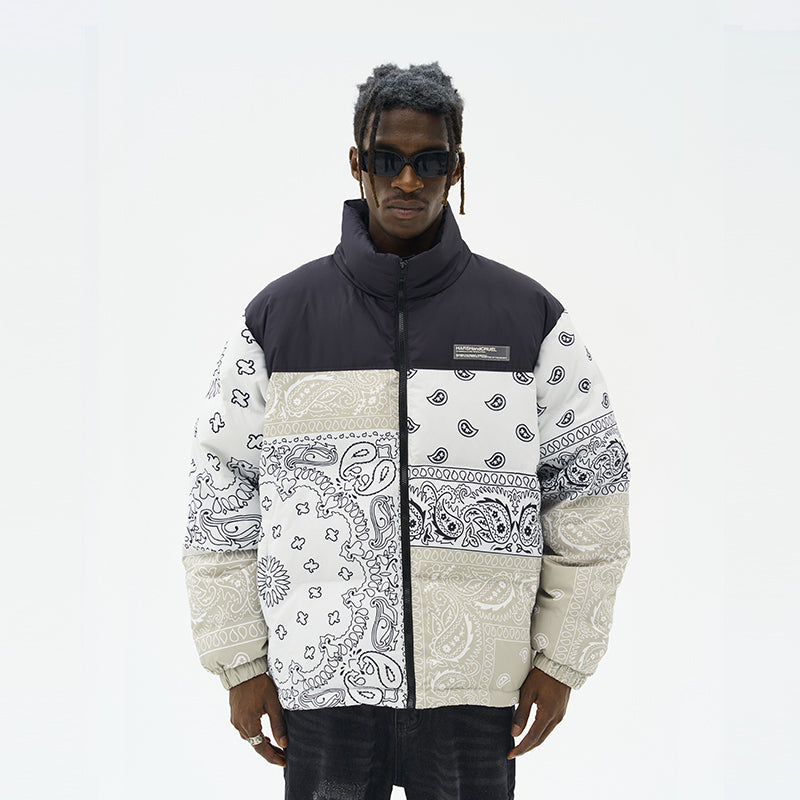 Stand Up Collar Cashew Panels Printed Jacket