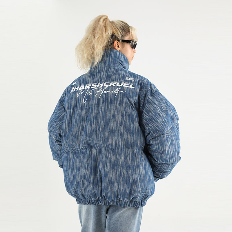 Custom Denim Logo Padded Down jacket