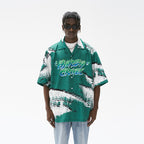 Gradient Logo Brush Printed Cuban Shirt